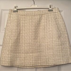 NWT Ever New White & Gold Tweed A-Line Skirt